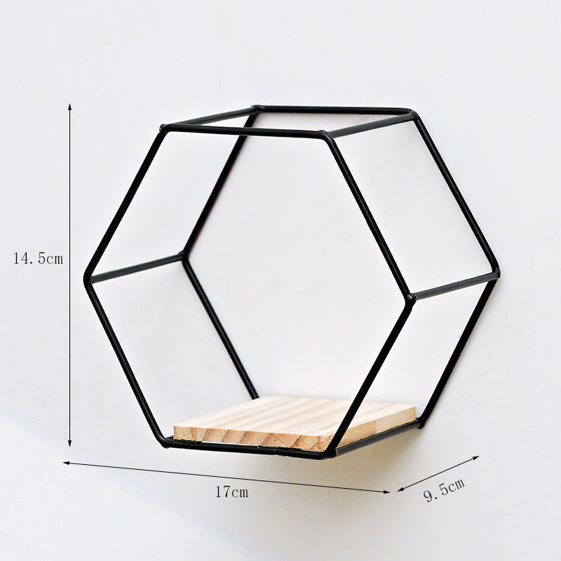 Hexagon Metal Wall Shelf – Modern Wrought-Iron Floating Display Rack