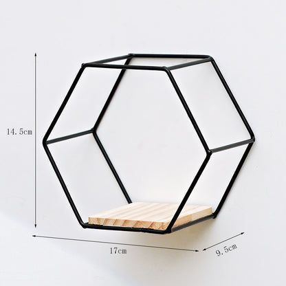 Hexagon Metal Wall Shelf – Modern Wrought-Iron Floating Display Rack